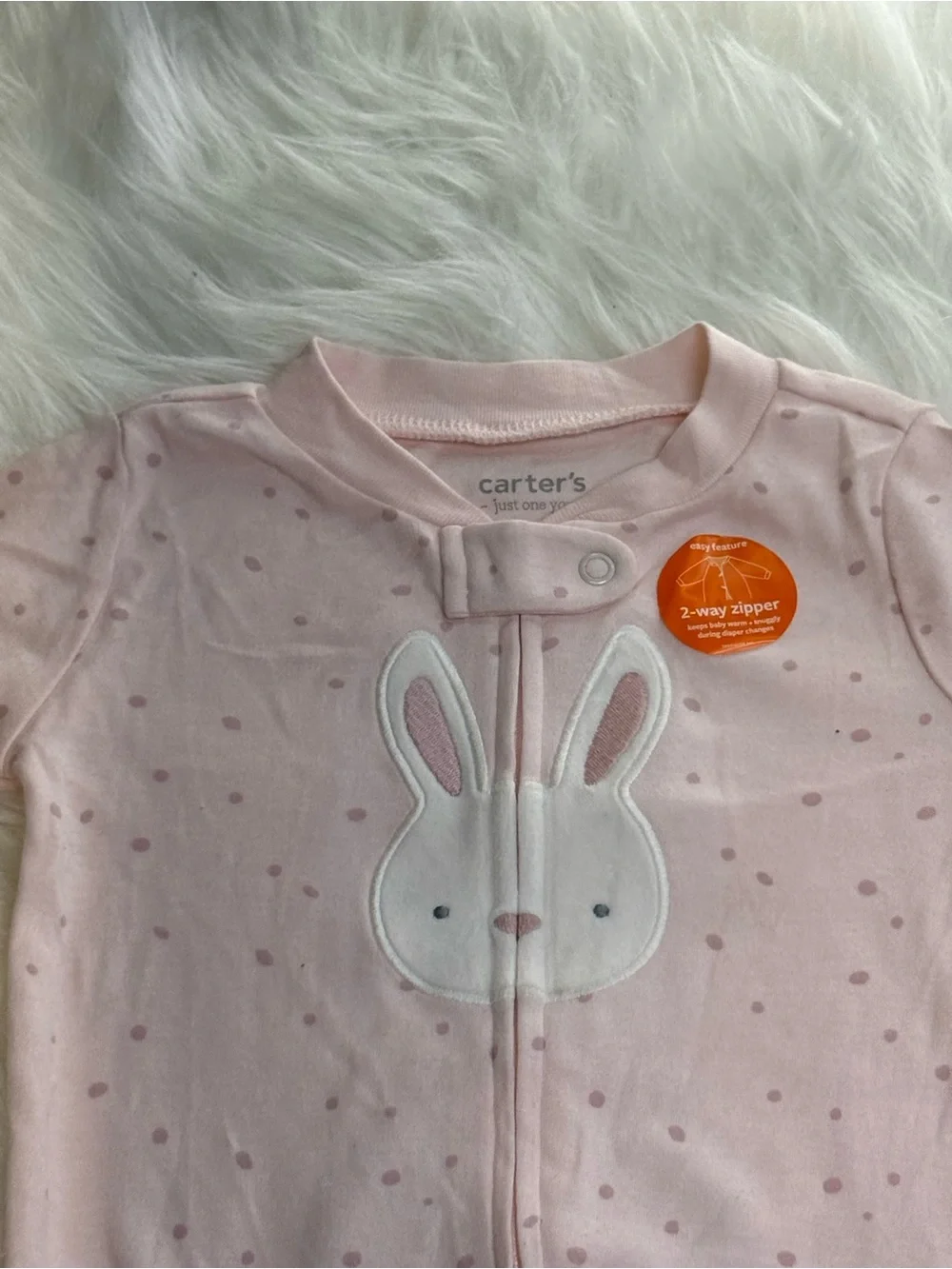 Carter's Light Pink Bunny Footed One-Piece Pajamas 9m